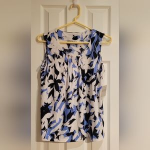 Kasper Blue and White Floral Blouse XS